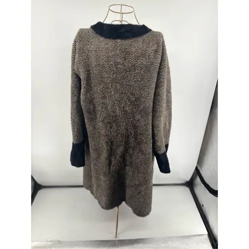 Lysse Cabin Faux Mink Long Coat Chevron Women’s Size Large/Extra large Pockets