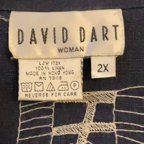David Dart Woman’s 100% Linen Top size 2X Blue
