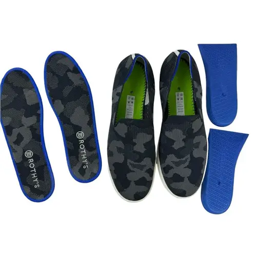 Rothy's The Sneaker Gray Camo Slip On Round Toe Flats Shoes Womens Size 10.5