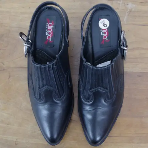 Dingo Vintage Slingback Western Black Leather Mules 6M