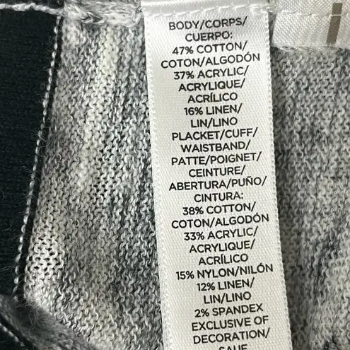 Lou & grey Lou & Gray Gray Black Marled Open Front Cardigan Sweater | Cotton | Pockets |