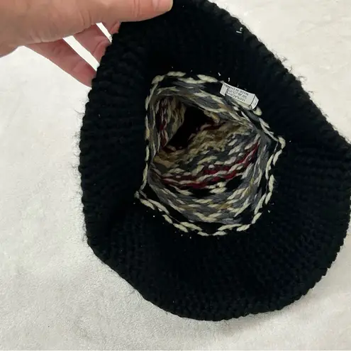 Crochet Knitted Casual Fisherman Jacquard Black Outdoor Bucket Hat Cap Women’s