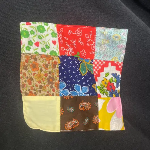 Vintage Patchwork Sweatshirt Black Size Large Quilt Patch One