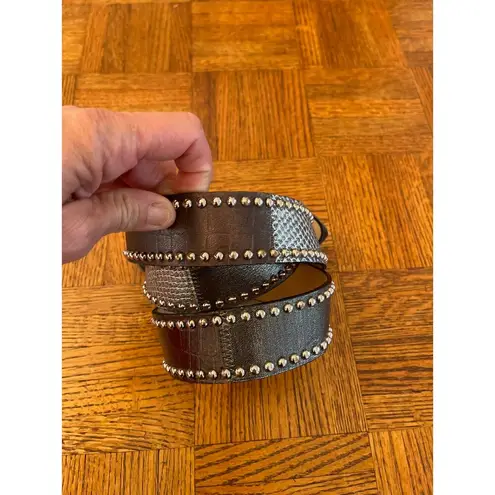 Leatherock mixed media studded leather belt western style size XL Silver