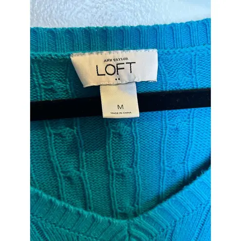 Loft  V neck Capri Blue Knit Sweater Womens Size Medium