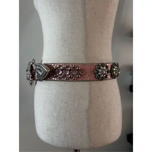BHW Rhinestone Blingy pink leather belt western women’s belt country girl Pink
