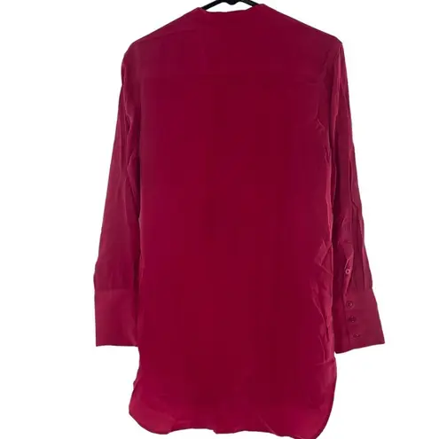 Equipment Femme Marche Collarless Long Sleeved Silk Magenta Blouse Size S Long
