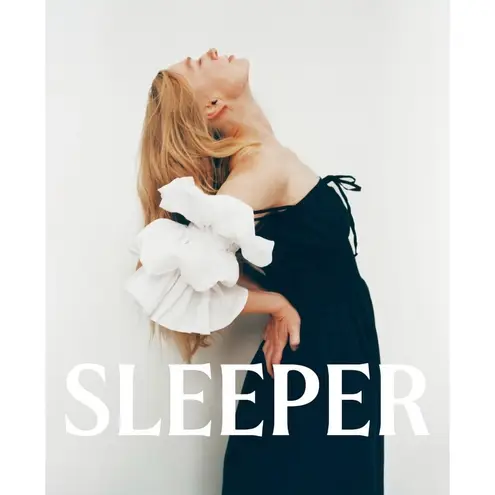 Sleeper Arle Ruffled Linen Midi Dress Black & White Womens Size Large