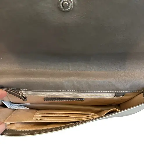 Banana Republic  Silver Leather Clutch Purse