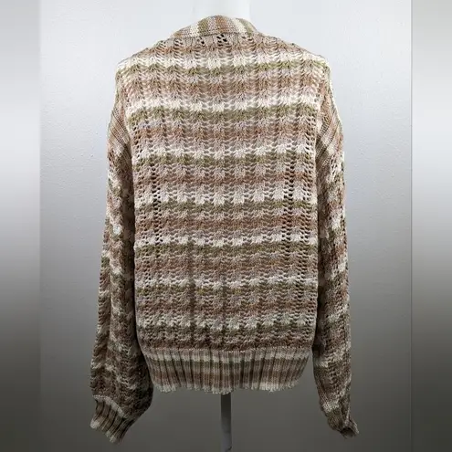 John + Jenn Julianna Stripe Cardigan Button Up Knit Sweater Size Size Large