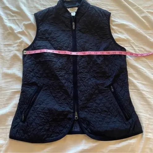 Talbots  Navy Blue Quilted Vest Dual Zippers Size Small