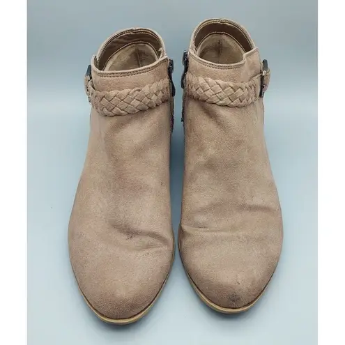 Life Stride Size 8.5M Side Zip Ankle Boots Block Heel Booties Brown Memory Foam