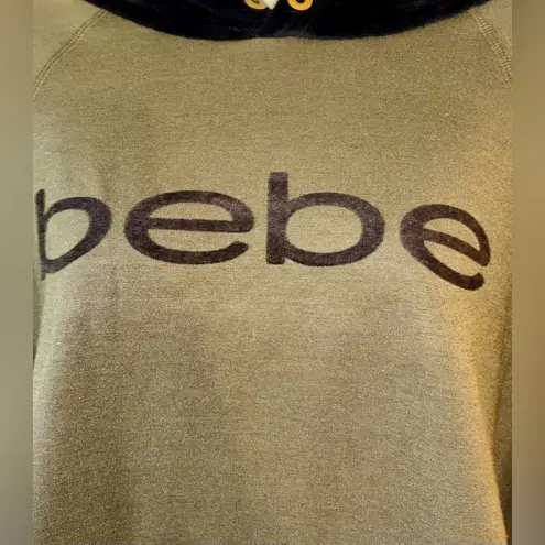 Bebe Women’s  olive green Black velvet Sweatshirt Hoodie