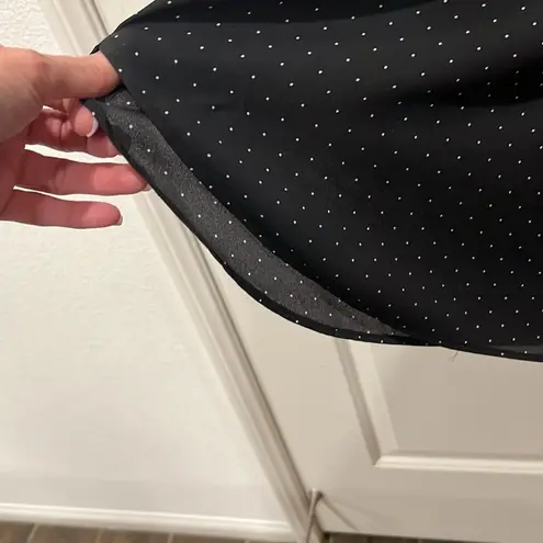Larry Levine black with white polka dots drawstring waist lined dress. EUC.