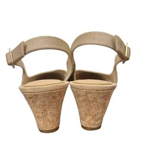 Vivaia Almond Toe Beige Slingback Wedge Tamia in Almond Crochet