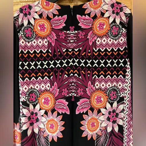 Donna Morgan 3/4 Sleeve Pink Floral Print Stretch Jersey Shift Black Dress Sz 2 - Image 10