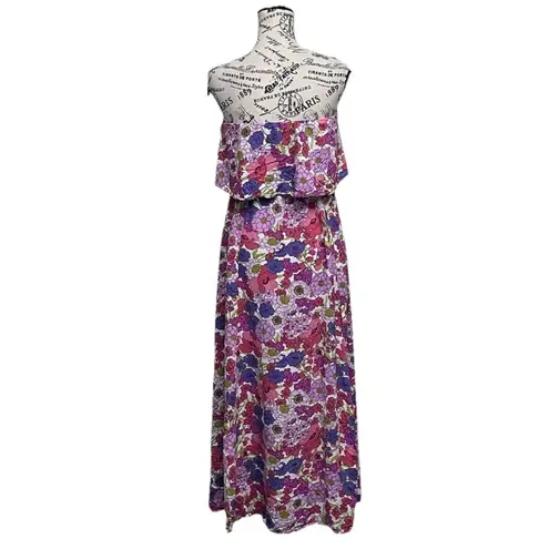 Japna  Strapless Maxi dress floral Beach Coastal Preppy Hawaii Cottegecore Preppy