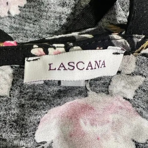 Lascana Black Floral Print Strappy Back Womens Tank Top 100% Viscose Size undefined