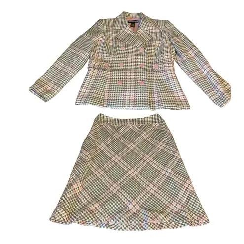 Norton Mcnaughton PINK, TAUPE & CREAM HOUNDS TOOTH PRINT SKIRT SUIT NWT (8P) - Image 10
