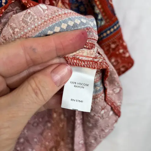 J Jill Boho Handkerchief Peasant Paisley Blouse Cottage Core Size Small Orange