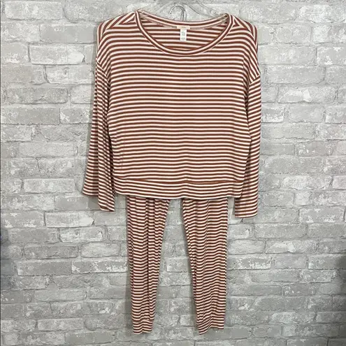 Eberjay Eberjey Quincy Runner Striped Lounge Set in Pecan & White - Image 3