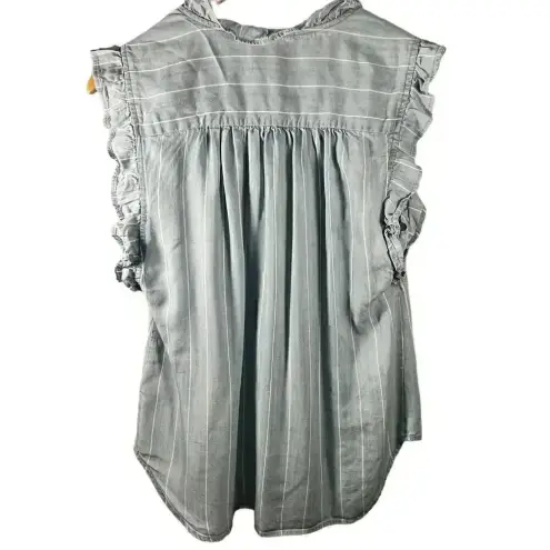 cupio  Ruffled Sleeveless Chambray Top XS‎