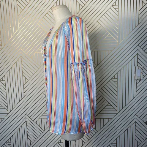 Tanya Taylor Illa Silk Blouse Summer Stripe Print