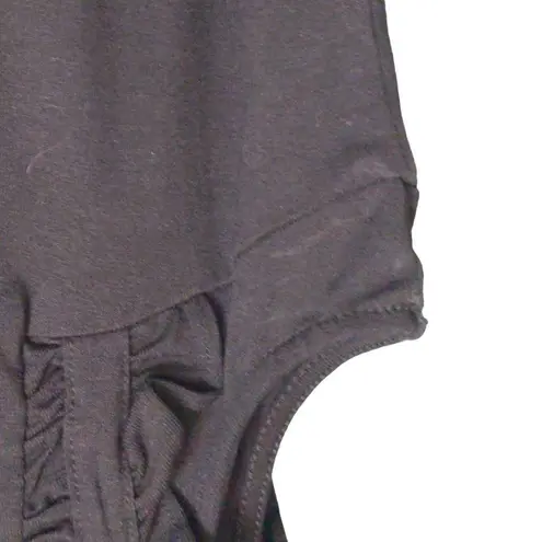 CeCe Womens Tank Top Black Sleeveless Peter Pan Collar Stretch Ruffles M New