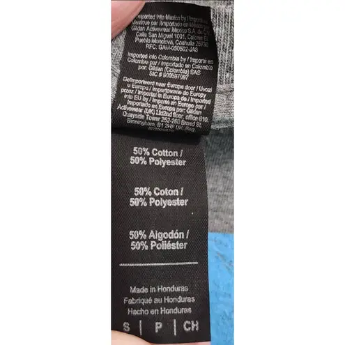 Anvil TShirt Women's Size Small Gray Crew Neck Short Sleeves Blue NC Graphic