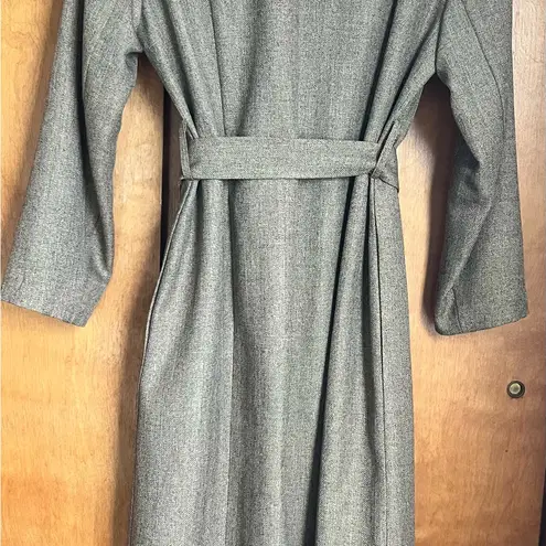 Vintage Eric Ryan Full Length Trench Like Coat With Detachable Fur Collar Large