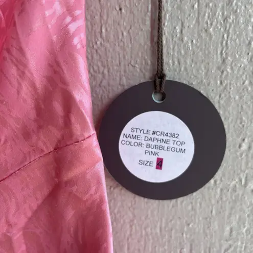 Eva Franco NWT Daphne One Shoulder Top in Pink Bubblegum Satin Size 4