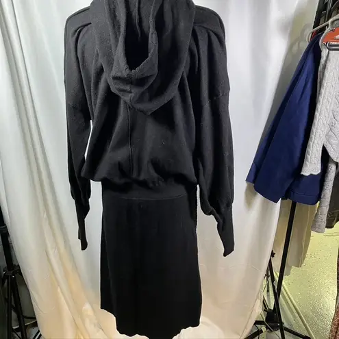 Evereve Women's Black Knit Hoodie Sweater Dress Size L Loungewear Casual
