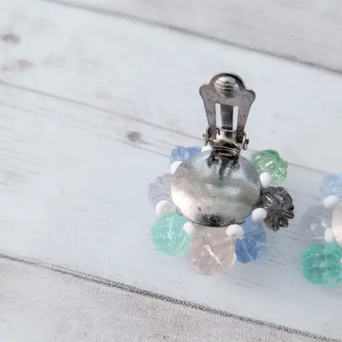 Vintage Clip On Earrings Large Statement Chunky Pastel Tones