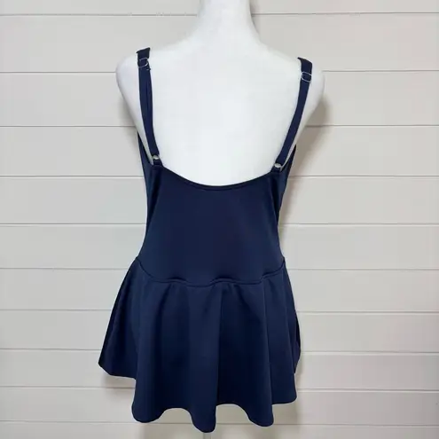 Beach Party Skirted One Piece Swimsuit Womens Size 14 Navy Blue Pink Purple