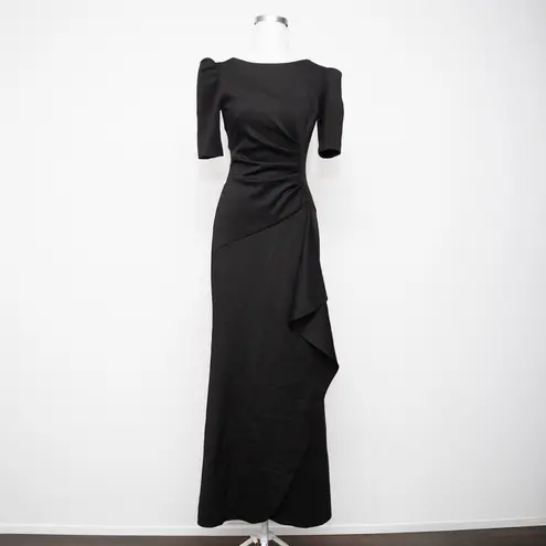 XScape  Ruffle Puff Sleeve Evening Gown Black Size 4