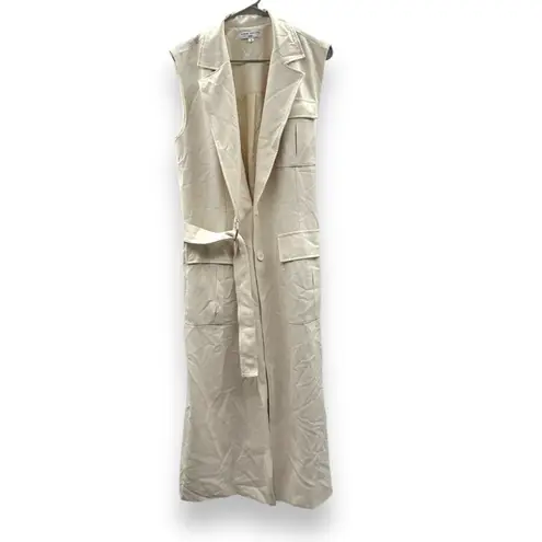 RTR Marina Moscone Collective Cream Long Wrap Vest Coat Sz M Size M
