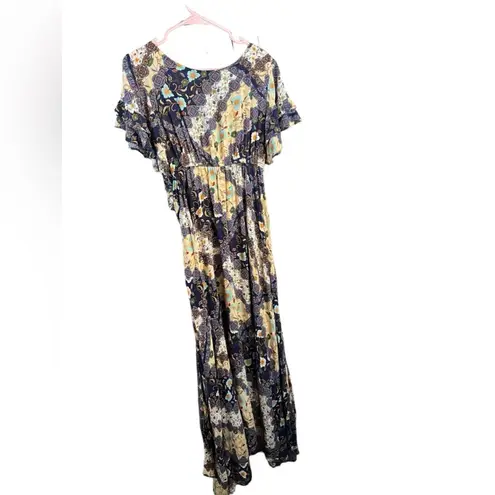 Abel the label  Floral Boho Patchwork Maxi Dress Womens Small