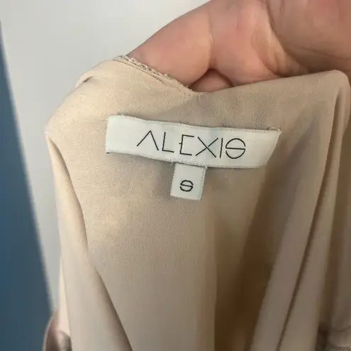 Alexis Kylie lace cold shoulder taupe and silver lace tie back top size small