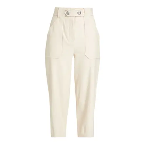 Veronica Beard Ecru Vegan Leather Atala Pants Tapered Leg Women's Size 2 NWT