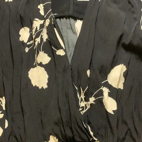 Ba&sh Penny Floral Belted Romper Black and White Size 6