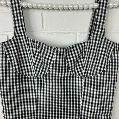 Capulet Lola Bustier Gingham Fitted Black White Midi Dress Size XS