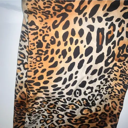 Natori Animal Print Silk Pajamas Set S Brown