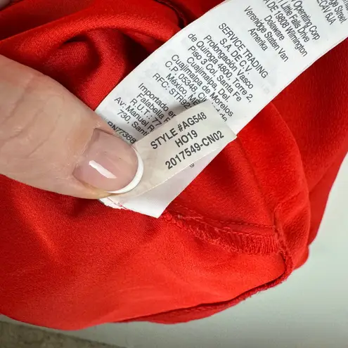 J.Crew Red Blouse Large Long Sleeve Keyhole Office Holiday Workwear Romantic