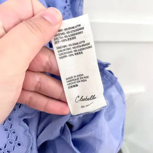 Cleobella Alma Embroidered Pointelle Mini Dress Sky Purple Size M