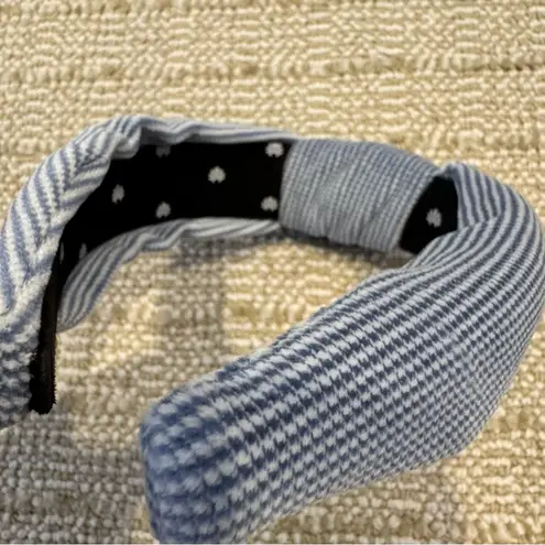 Lele Sadoughi Blue & White Waffle Knotted Headband