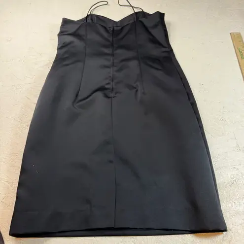 Black Satin Sheath Dress with Ruffled Organza Bolero Jacket Size S