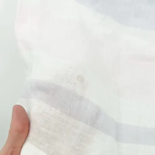 C&C California Womens Boho Beachy Coastal Striped Short Sleeve 100% Linen Top M