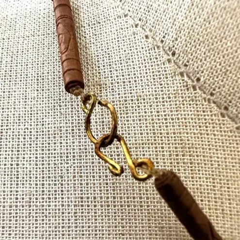 Peruvian wood beaded pendant necklace Brown