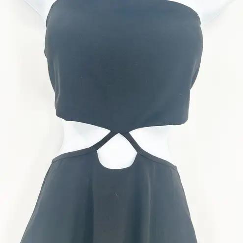 NWT Vesper Womens Cutout Bandeau Strapless Midi Dress Bodycon Party Cocktail 8 Black