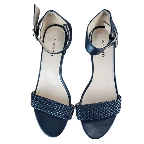 White Mt Emerie Heels Womens 8 Black Faux Leather Strappy Open Toe Sandals Shoes